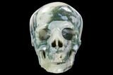 Realistic, Polished Moss Agate Skull #127602-1